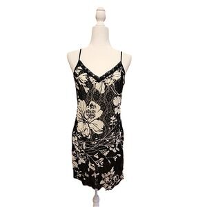 Black Lace Slip Dress Sz Large Fairy Grunge Whimsigoth Coquette‎ Floral